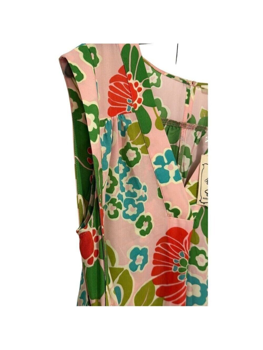 NWT Easel Los Angeles Sz L Floral Tropical Print Pink Blossom Maxi Dress NEW - Picture 5 of 11